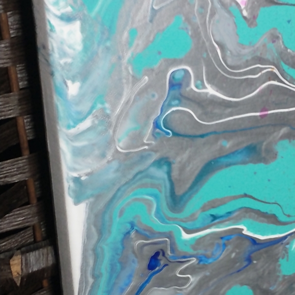 UNDERWATER FANTASY - Original Painting, 16x20 - Turquoise, Blues, Silver, White - Picture 9 of 16